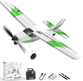 RC Plane Trainer 3CH Remote Control Airplane with Prop Saver, 6-Axis Gyro Stabilizer & 3 Modes to Fly, Hobby Radio Controlled Aircraft RTF for Beginners, Adults (400mm,Green)
