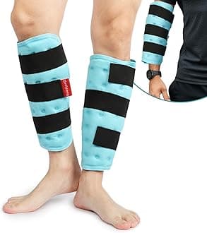 Comfytemp Calf Shin Splint Ice Packs for Injuries Reusable Gel 2 Pack, FSA HSA Eligible, Elbow Ice Pack Wrap, Hot Cold Therapy Compression Sleeve for Swelling, Tendonitis, Tennis Elbow, Knee, Leg, Arm