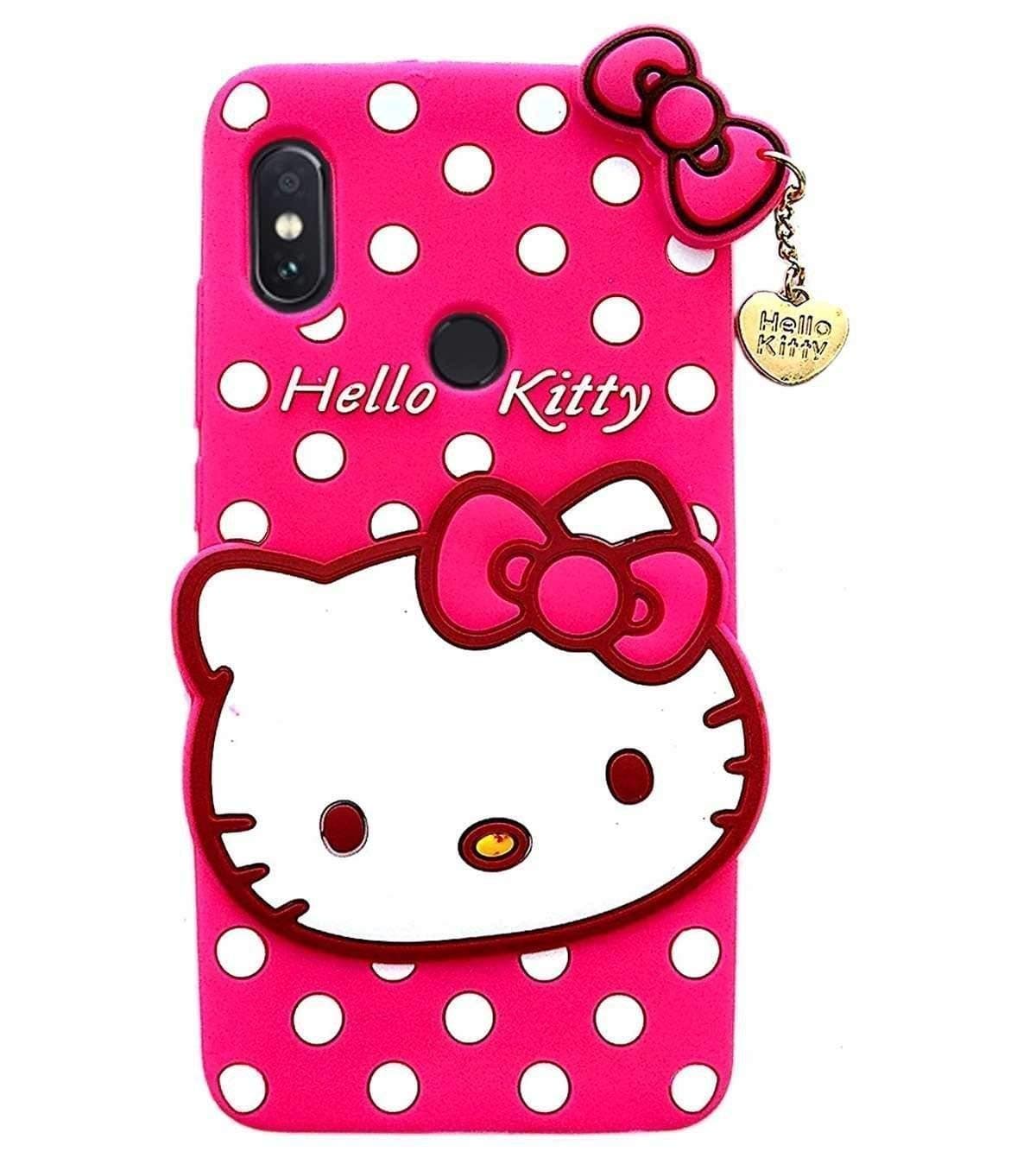 ORC Redmi 6 Pro Soft Silicone Cat Printed Hello Kitty Back Cover for Redmi 6 Pro (Pink)