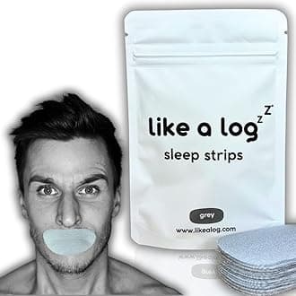 Premium Mouth Tape by Like A Log (Grey) - 30 Pack Sleep Strips for a Better Night's Sleep, Reduced Snoring, Improved Nasal Breathing, Gentle Adhesive, Breathable Fabric - Sleep Aid for Men & Women