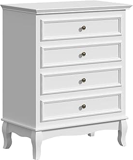 White 4 Drawer Dresser, Large Storage Chest with Ball Bearing Slide, Wide Chest of Drawers, Modern Wood Dresser for Bedroom, Living Room, Hallway, Entryway, White