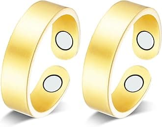 Jecanori Copper Rings for Women, 2PCS Pure Copper Magnetic Therapy Rings, Lymphatic Drainage Rings for Women (Gold)