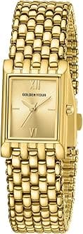 Vintage Rectangle Bracelet Gold Watch for Women