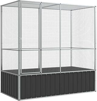 Aviary, Outdoor Bird Aviary, Lockable Large Parrot Cage, Bird House, Budgie Cage for Rabbit Duck Chicken, Silver 82.9"x42.1"x83.5" Steel