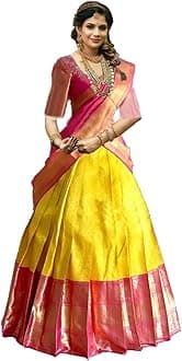 Kanjivaram Soft Pure Zari Silk Traditional Lehenga Saree, Unstitched Lehenga Choli, Half Saree.