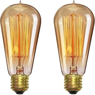 Desidiya ® Edison Tungsten Filament Antique Glass Light Bulbs Vintage Base E27 Bulb Yellow Light for Home Decoration, Living Room, Hall, Balcony, Restaurant Bar Lighting (Pack of 2).