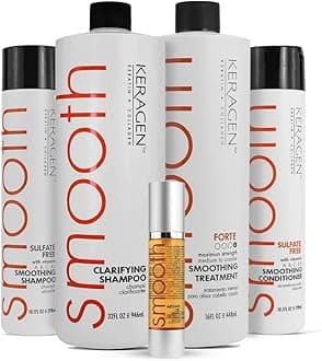 Brazilian Keratin Hair Treatment - Premium Straightener Cream, Sulfate-Free Anti-Frizz Products, Perfect Straightening Solution for Dry & Damaged Hair, Kit Combo Set