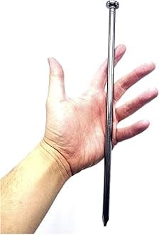 (50-Pack) - Heavy Duty Round Metal Landscape & Paver Edging Anchoring Stake, 12-Inch Length - Bright Spike Timber Nail, Tent Spikes, Camping, Trapping, Landscape, More (50PACK)