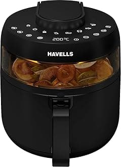 Prolife Crystal Digital Air Fryer 5.5L, 1500W|D 8 Pre-sets| Aerocrisp Technology with 85% Less Oil Cooking| Dehydrator Mode| Auto-Shutoff|See-Through Window| 2Yr Door Step Warranty by Havells