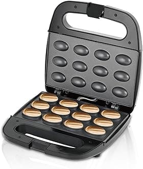 Walnut Cookie Maker, 12 Non Stick 110V Electric Oreshki Maker with Double Sided Heat, Automatic Temperature Control, Non Slip Feet, for Nut Cookies Make