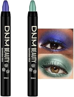 evpct 2Pcs Cream Eyeshadow Sticks Set for Eyes Waterproof, Blue Shimmer & Green Shimmer Matte Eye shadow Stick Pencil Pen Bulk sombras en crema para ojos 32+34