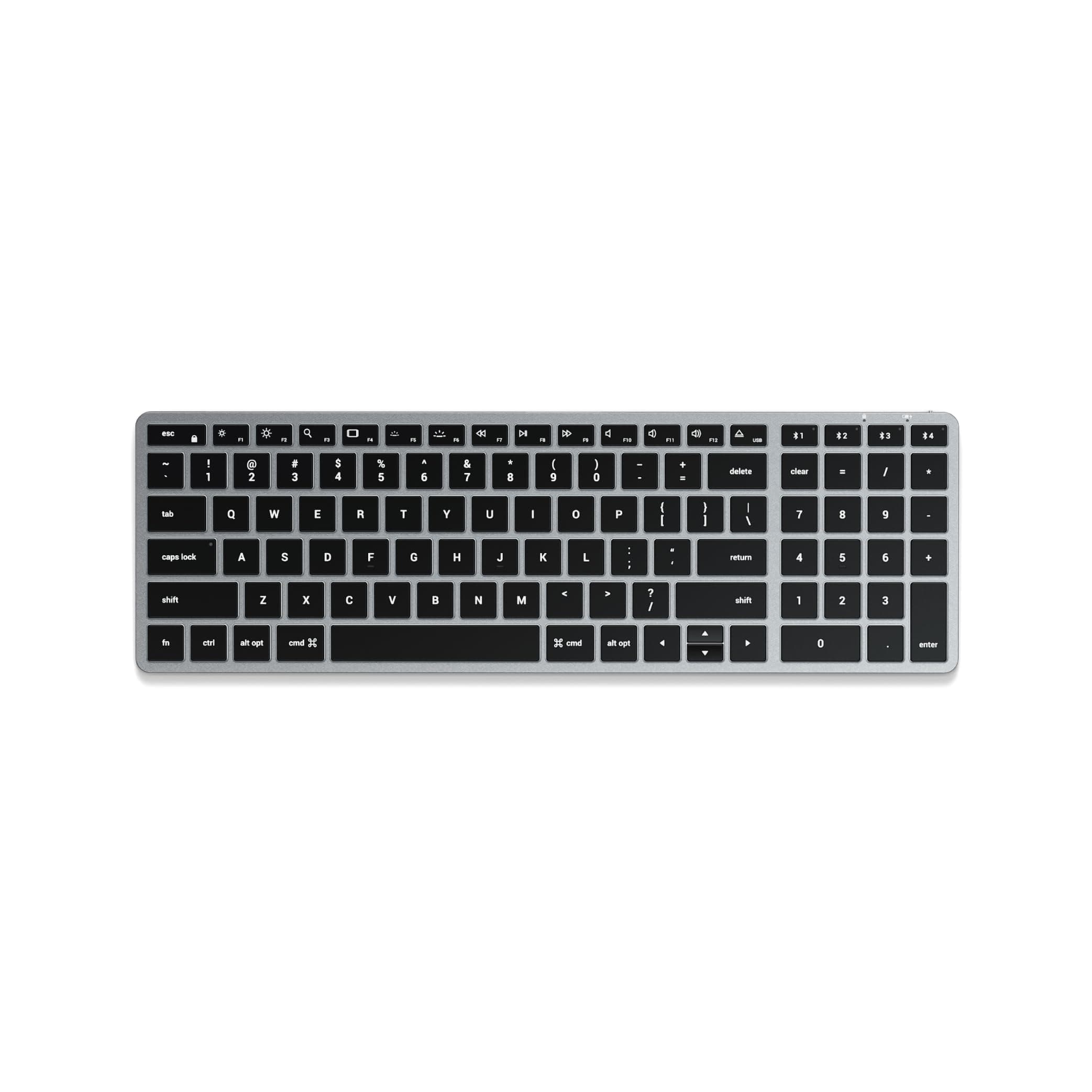 Satechi Slim X2 Bluetooth Backlit Keyboard for Mac, Illuminated Keys & Multi-Device Sync, for MacBook Air/Pro M5/M4, iPad Air/Pro M5/M4/M3, iPad mini, Mac mini, iMac - Space Gray
