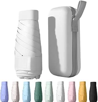 UPF50+ Mini Travel Sun Umbrella for Purse With Case,Small Compact UV Umbrella Protection Sun,Lightweight Portable Parasol Windproof for Women Men Kids