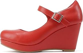 Soda Merry ~ Womens Mary Jane Strap Comfortable Platform Wedge Pump Heel Shoes (Wide Fit Available)