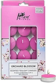 Pan Aromas - (Orchard Blossom) Scented Tealight Candles| Pack of 15| Long Burning Tealight Scented Candles for Home, Office & Gifting - 2.5 hrs to 3 hrs Burn Time