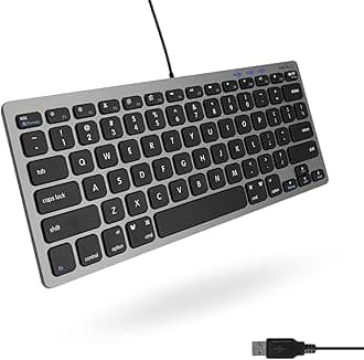 Macally mac Keyboard, Wired, Compact Size, US Layout, Windows Compatible, Silent, Scissor Switch, Full Size, 78 Keys, Working at Home, Tele...