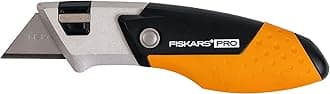 Fiskars Pro Folding Utility Knife, CarbonMax Blade with Safe Blade Lock and Pocket Clip, Compact Dual-Lock All-Metal Design, Everyday Carry