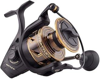 Battle Spinning Reel Kit, Size 5000, Includes Reel Cover and Spare Anodized Aluminum Spool, Right/Left Handle Position, HT-100 Front Drag System