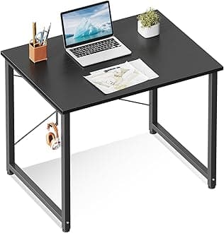 ODK 32 Inches Computer Desk for Home Office, Office Table for Small Spaces, Writing Desk with Headphone Hooks, Black