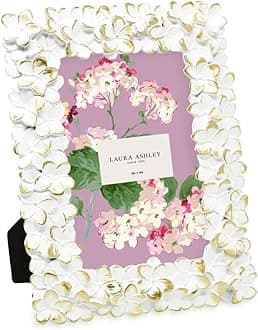 4x6 White & Gold Flower Textured Hand-Crafted Resin Picture Frame w/Easel & Hook for Tabletop & Wall Display, Decorative Floral Design Home Décor, Photo Gallery, Art (4x6, White/Gold)