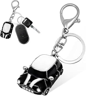 Car Model Rhinestone Keychain, 3D Metal Key Chain, Creative Key Chain Gift for Men Women, Car Accessories (White & Black)