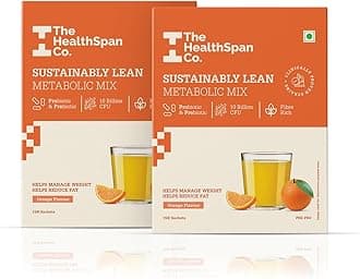 The Healthspan Co. Sustainably Lean|Improve Metabolism To Manage Weight|For Men & Women|Fiber Rich|10 Bn Cfu Probiotic|30 Days Pack|Pack Of 2|Orange Flavour,2 Count,30 Servings
