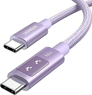 UGREEN Uno Type C Cable 100W/5A PD3.0 Ultra Fast Charge E-maker Chip LED Smile Visualization Nylon Braid High Durability USB C to USB C Compatible with iPhone 17/16/15 Series, MacBook Pro, Matebook