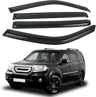 4PCS Rain Guards Window Visors Fits for 2009-2015 Honda Pilot, Outside Mount Durable Vent Visors Shade, Front & Rear Wind Deflector, 2009 2010 2011 2012 2013 2014 2015