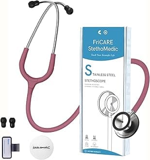 FriCARE Dual Head Stethoscope - Stethoscopes for Nurses, Medical Nursing Students, Paramedics/EMT/LVN/VNA Backup - FSA/HSA Eligible Estetoscopio, Smooth Magenta Tube, Stainless Steel Chestpiece