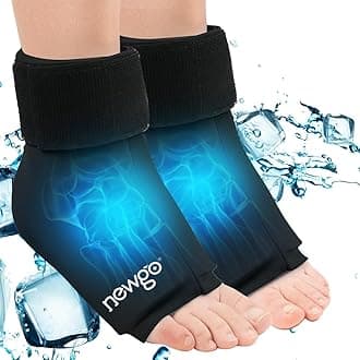 NEWGO Ankle Ice Pack for Injuries Reusable Ice & Hot Therapy, Cold Compression Ice Pack for Sprained Ankle - 2 Pack