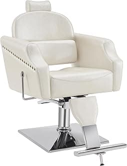 BarberPub Classic Recliner Leathern Barber Chair Antique Heavy Duty Hair Spa Salon Styling Beauty Equipment 3125(Champagne)