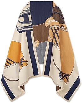 EXTREE Scarfs for Women Pashmina Silky Shawl Wrap for Evening Dressing Blanket Open Front Poncho Cape