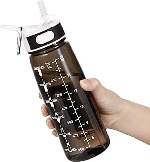 Water Bottle, 800 ML Water Bottle with Straw and Handle BPA-Free, Daily Water Intake Bottle with Time Markings Tracker to Remind the Drinking Time, Ideal for Gym Office Hydration