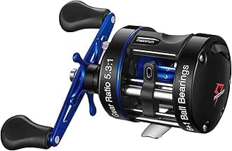 Piscifun Chaos XS Baitcasting Fishing Reel, Reinforced Metal Body Round Baitcaster Reel, Smooth Powerful Saltwater Inshore Surf Trolling Reel, Conventional Reel for Catfish, Musky, Bass, Pike