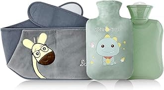 RIGHTWELL Hot Water Bottle, Hot Water Bottle with Cover Soft Fluffy, Hot Water Bottle Pouch Waist, Hot Water Bag for Pain Relief for Waist