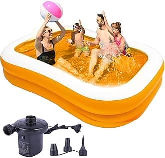 7.5 Feet Rectangular Inflatable Swimming Pool Bathtub Soft Material Adult Spa Bath Tubs with Electric Pump for Outdoor Garden (Multicolor)
