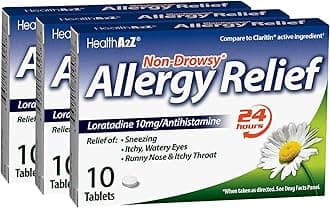HealthA2Z® Allergy Relief | Loratadine 10mg | Antihistamine | Non-Drowsy | Relief from Itchy Throat, Sneezing, Runny Noses | (30 Tablets)