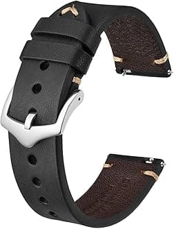 BISONSTRAP Men's Watch Bands, Hand-Stitched Leather Watch Straps, Quick Release, 18mm 19mm 20mm 21mm 22mm