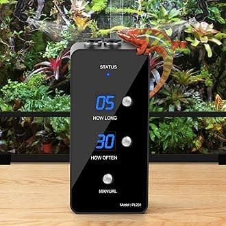 Reptile Humidifier, Misting System for Terrariums, Automatic with Adjustable Spray Nozzles, Black