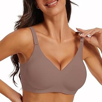 Smoothing Wireless Bra Full Coverage for Women, No Show Invisible Seamless Bra with Side Support, U-Back Design to Minimize Bulges Under Tight Shirts Coffee