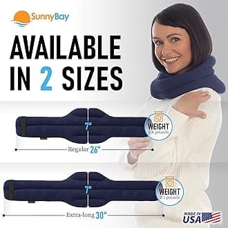 SunnyBay XL Microwave Heating Pad, Microwavable Heated Neck and Shoulder Wrap, Hands-Free Weighted Moist Hot or Cool Pack, Soft Fleece Cover and Flaxseed Filling, 30 Inch Extra-Long Length, Navy