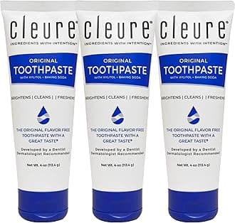 - Original No Fluoride Toothpaste - SLS Free, Mint Free - with Xylitol for Fresh Breath & Helps Whiten - for Kids & Adults - Flavor Free (4oz Tube, Pack of 3)