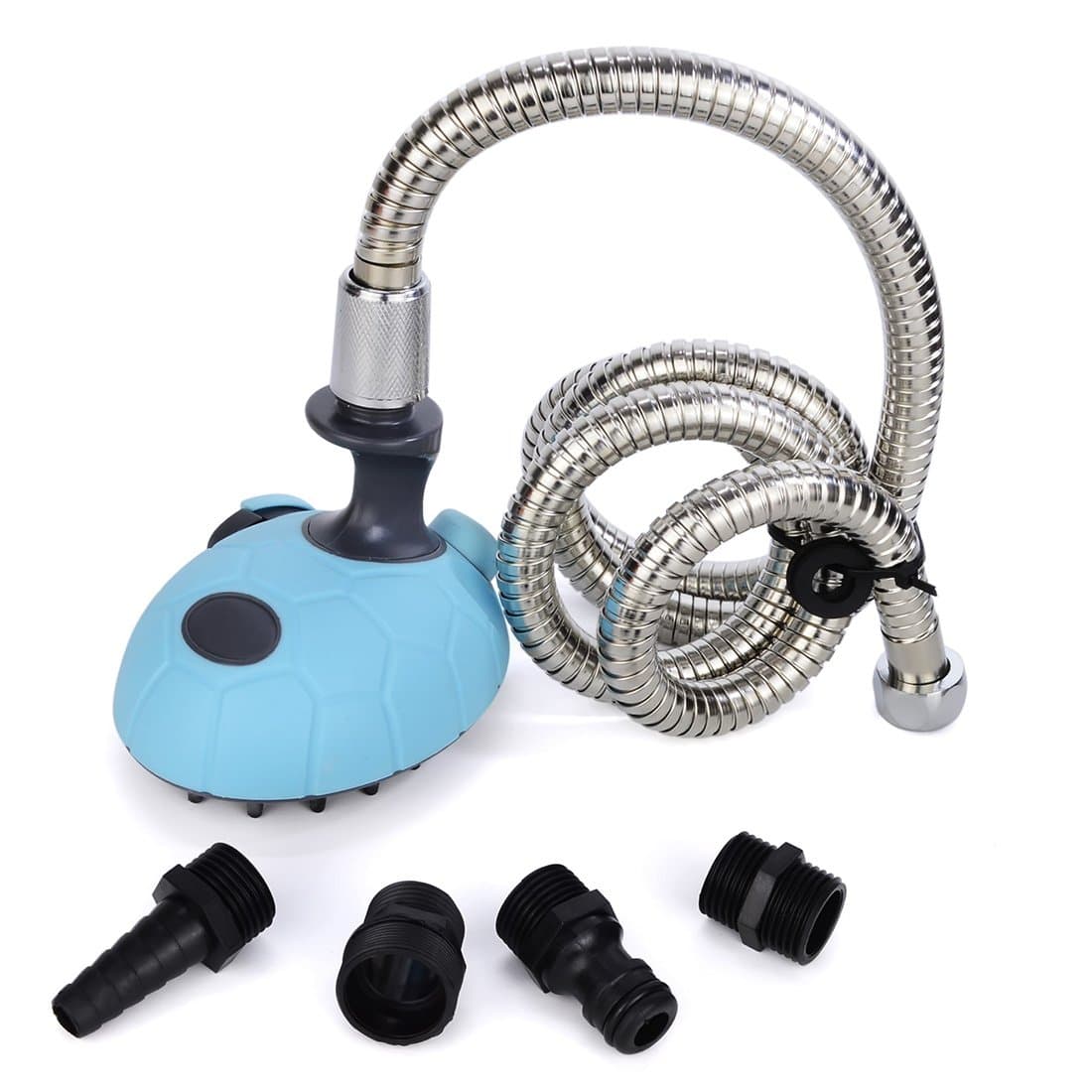 GreeSuit Multi-Functional Dog Shower Pet Bath Sprayer Cat Massager Handheld Shampoo Brush Grooming Washer Tool with 120cm Stainless Steel Hose - Blue