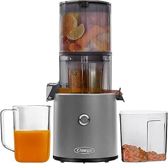 Juicer JC2022GY11 Slow Masticating Cold Press Vegetable and Fruit Juice Extractor Effortless Series for Batch Juicing with Extra Large Hopper for No-Prep, 68-Ounce Capacity, 150-Watts, Gray