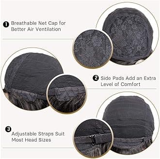 HUA Human Hair Wigs for Black Women, 8 Inch Short Curly, Brazilian Hair, Kinky Curl, 1B/30