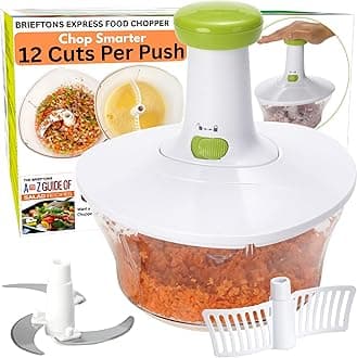Brieftons Express Manual Food Chopper: 6.8-Cup, Hand Chopper Vegetable Cutter to Chop Veggies, Fruits, Herbs, Garlic Onion Chopper for Salsa, Salad, Pesto, Hummus, Guacamole, Coleslaw, Indian Cooking