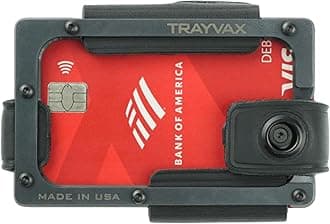 Trayvax Contour Lite Wallet, RFID Front Pocket Money and Credit Card Holder, Minimalist Slim Leather Metal Wallet for Men and Women, Lite Black/Black