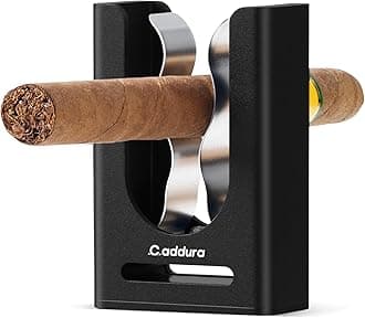 Magnetic Cigar Holder - Ultimate Golf Accessory for Cigar Lovers, Magnetic Grip and Loop Strap for Golf Cart, Adjustable Clip (30-60 Ring Gauge), Aluminum Alloy, For Golfing, Grilling, Fishing (Medium Black)