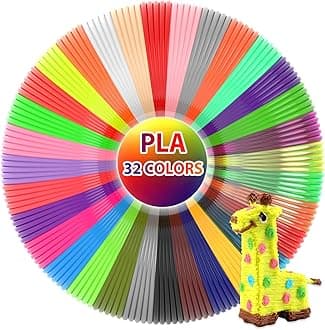 32 Colors 3D Pen Filament 1.75mm PLA, Each Color 20 Feet, Total 640 Feet 3D Pen Filament Refills 3D Printing Pen Refills with High-Precision Diameter Not Compatible with 3Doodler Pen