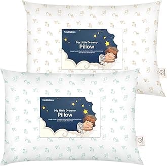 2-Pack Toddler Pillow - Soft Organic Cotton Toddler Pillows for Sleeping - 13X18 Small Pillow for Kids - Kids Pillows for Sleeping - Kids Pillow for Travel, School, Nap, Age 2 to 5 (Excavator)